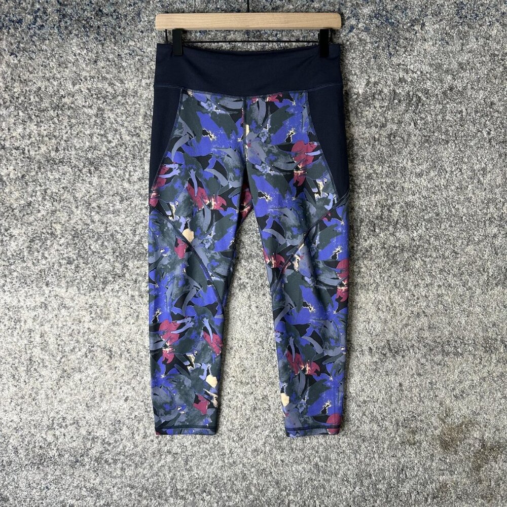Patagonia Leggings Womens Medium Blue Floral Print Crop Pants Recycled Polyester